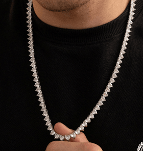 4mm Heart Tennis Chain White Gold Necklace - Premium Iced Out Jewelry
